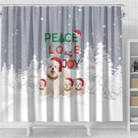 Maltese Peace Love Joy Christmas Shower Curtain Xmas Holiday Patterns - Wonder Print Shop