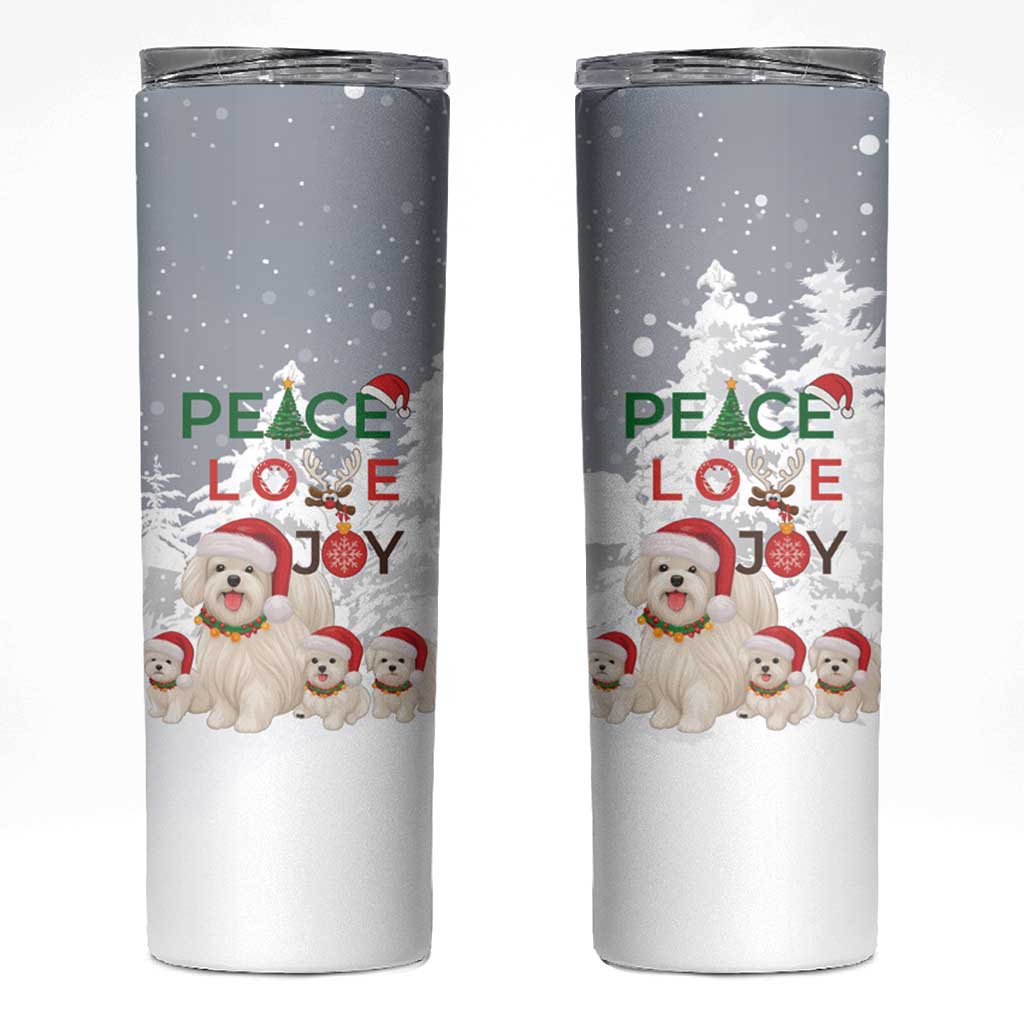Maltese Peace Love Joy Christmas Skinny Tumbler Xmas Holiday Patterns - Wonder Print Shop