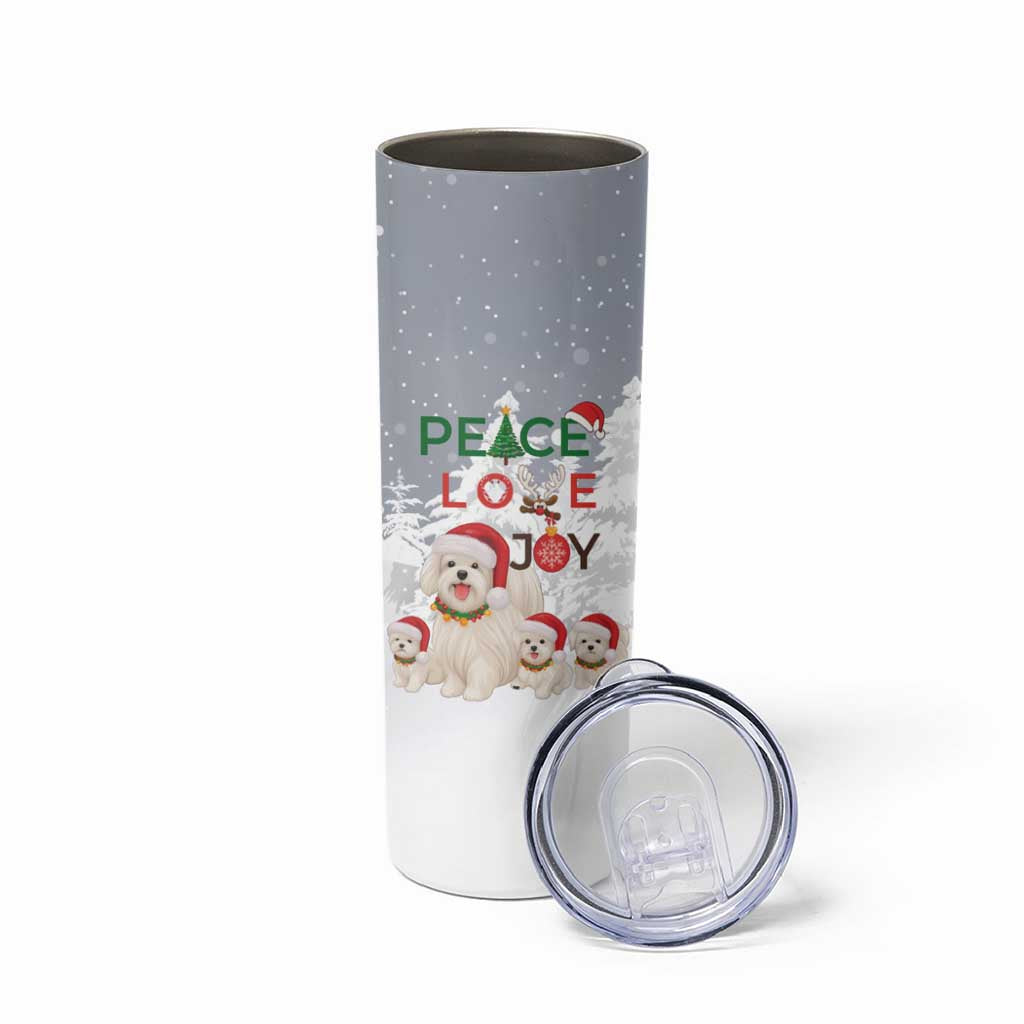 Maltese Peace Love Joy Christmas Skinny Tumbler Xmas Holiday Patterns - Wonder Print Shop