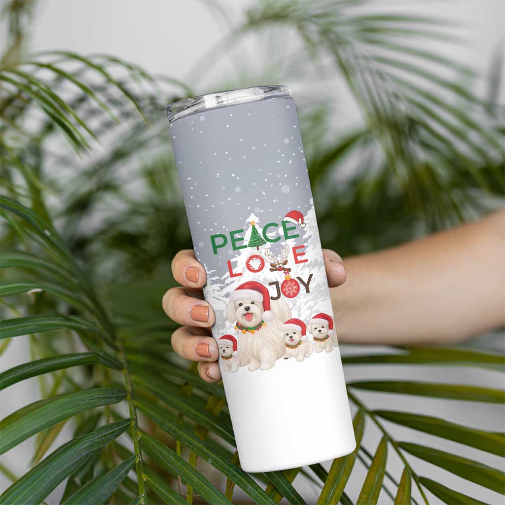 Maltese Peace Love Joy Christmas Skinny Tumbler Xmas Holiday Patterns - Wonder Print Shop