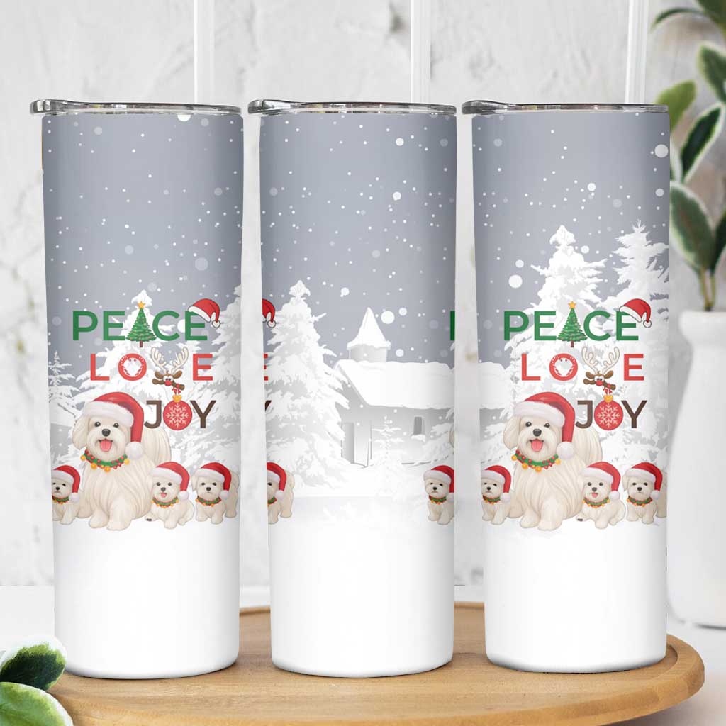 Maltese Peace Love Joy Christmas Skinny Tumbler Xmas Holiday Patterns - Wonder Print Shop