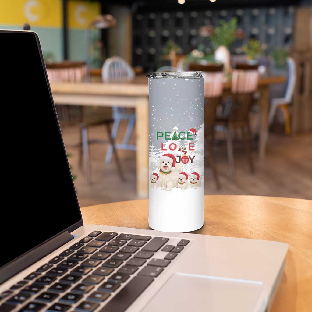 Maltese Peace Love Joy Christmas Skinny Tumbler Xmas Holiday Patterns - Wonder Print Shop