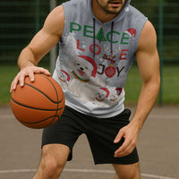 Maltese Peace Love Joy Christmas Sleeveless Hoodie Xmas Holiday Patterns - Wonder Print Shop