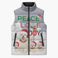 Maltese Peace Love Joy Christmas Sleeveless Puffer Jacket Xmas Holiday Patterns - Wonder Print Shop