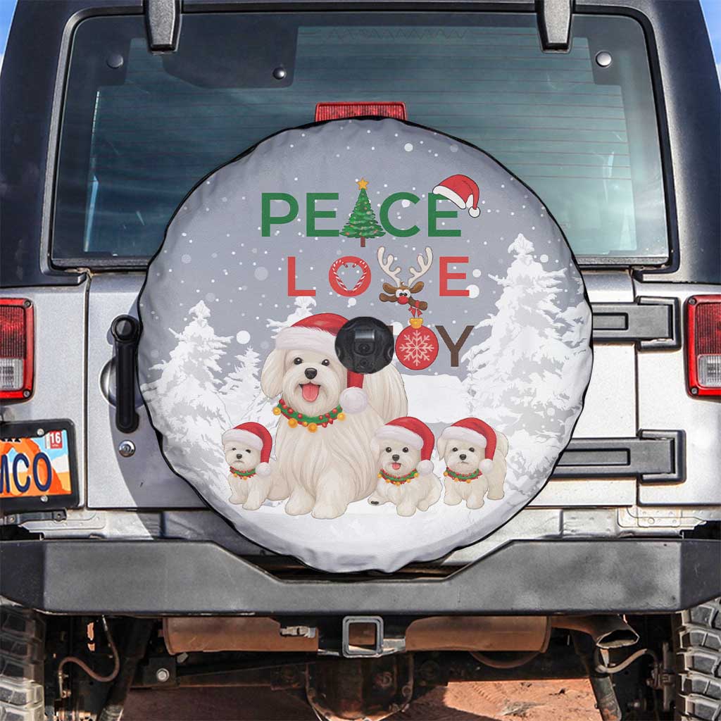 Maltese Peace Love Joy Christmas Spare Tire Cover Xmas Holiday Patterns - Wonder Print Shop