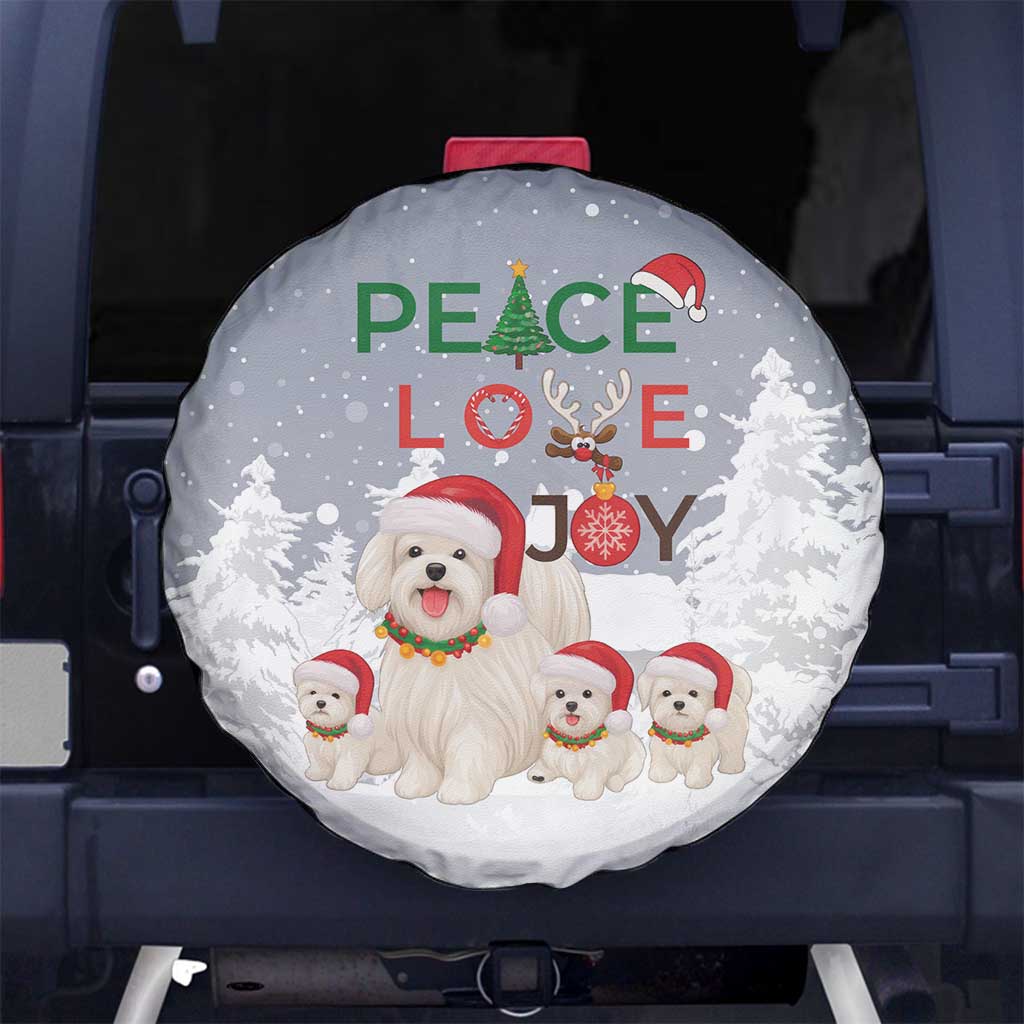 Maltese Peace Love Joy Christmas Spare Tire Cover Xmas Holiday Patterns - Wonder Print Shop
