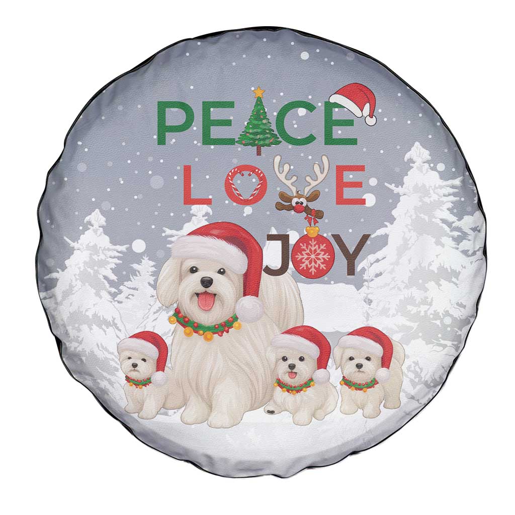 Maltese Peace Love Joy Christmas Spare Tire Cover Xmas Holiday Patterns - Wonder Print Shop