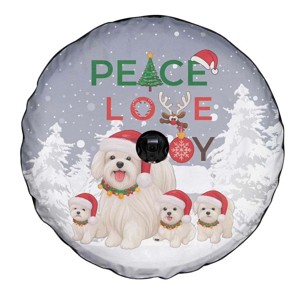 Maltese Peace Love Joy Christmas Spare Tire Cover Xmas Holiday Patterns - Wonder Print Shop