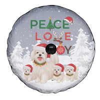Maltese Peace Love Joy Christmas Spare Tire Cover Xmas Holiday Patterns - Wonder Print Shop