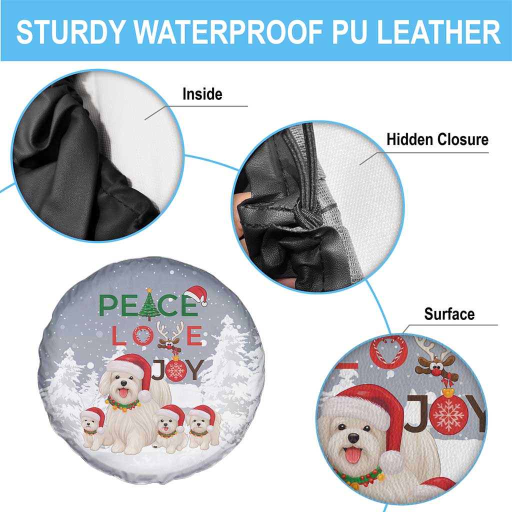 Maltese Peace Love Joy Christmas Spare Tire Cover Xmas Holiday Patterns - Wonder Print Shop