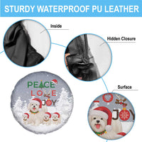 Maltese Peace Love Joy Christmas Spare Tire Cover Xmas Holiday Patterns - Wonder Print Shop
