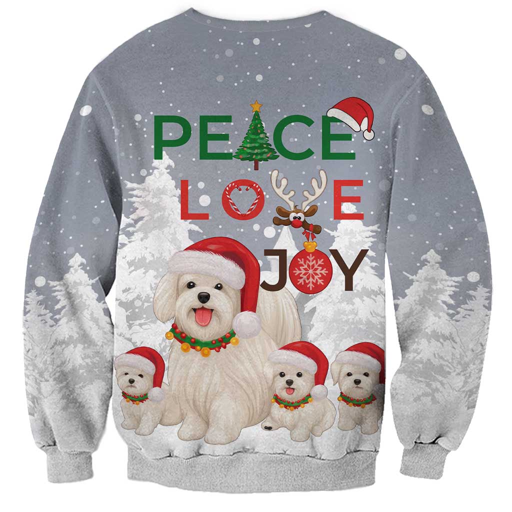 Maltese Peace Love Joy Christmas Sweatshirt Xmas Holiday Patterns - Wonder Print Shop