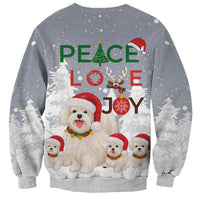 Maltese Peace Love Joy Christmas Sweatshirt Xmas Holiday Patterns - Wonder Print Shop
