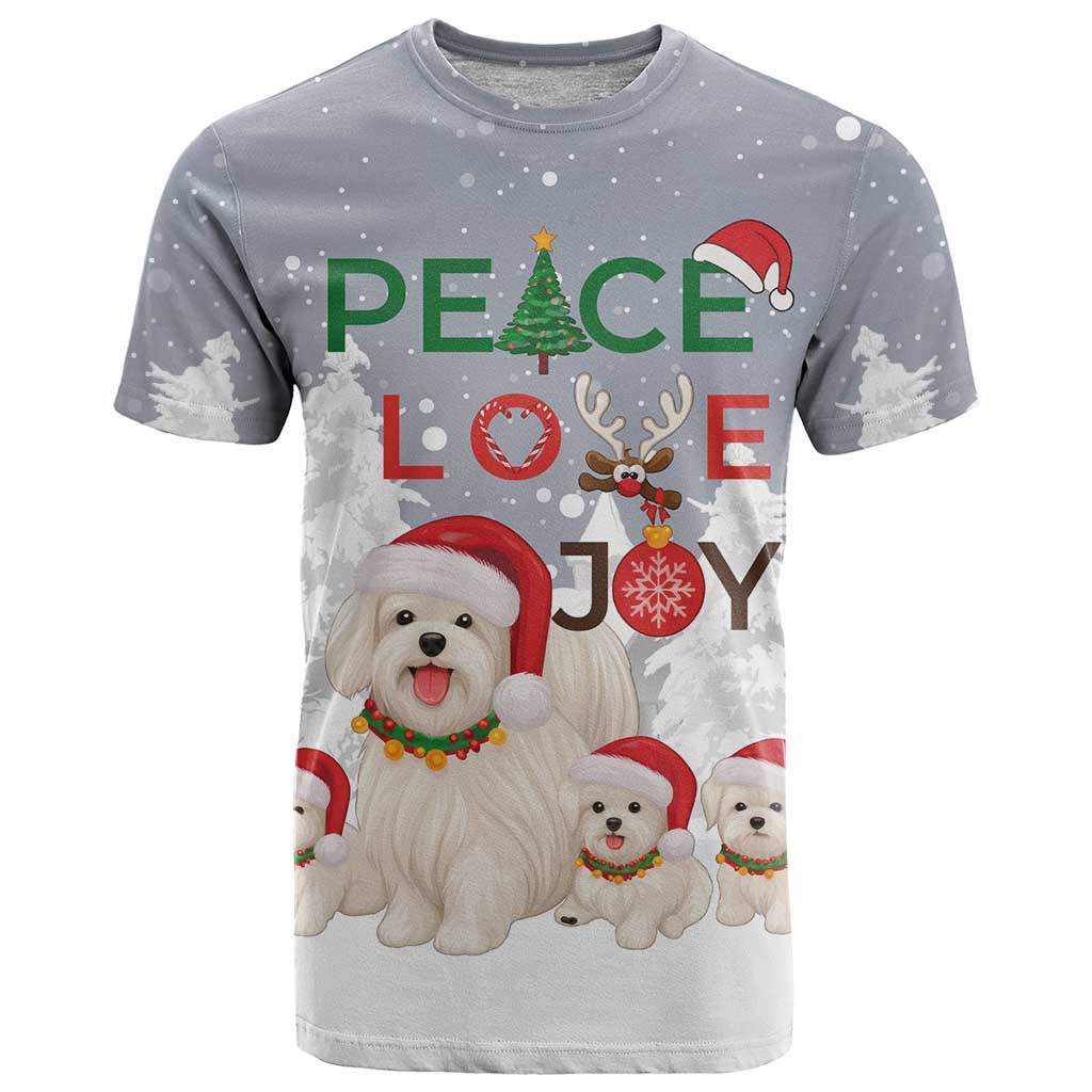 Maltese Peace Love Joy Christmas T Shirt Xmas Holiday Patterns - Wonder Print Shop