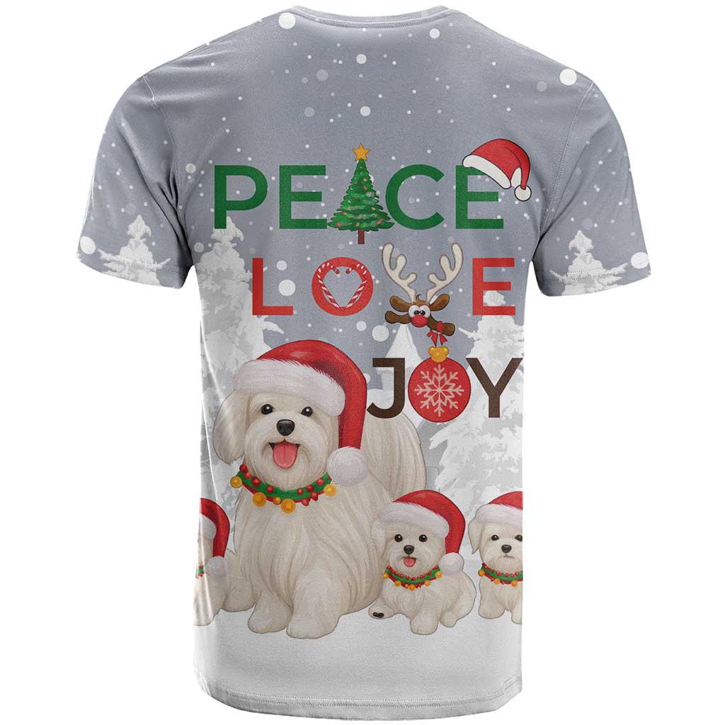 Maltese Peace Love Joy Christmas T Shirt Xmas Holiday Patterns - Wonder Print Shop