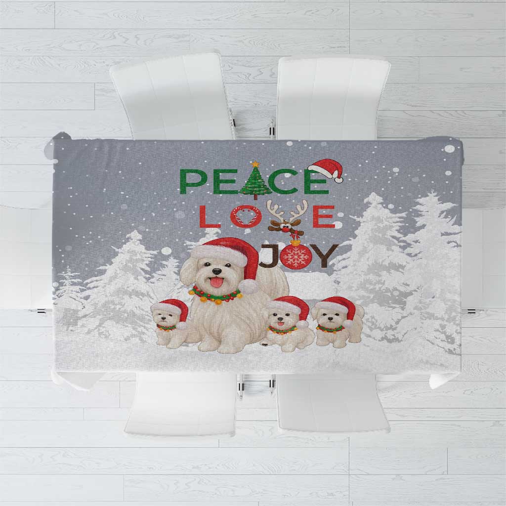 Maltese Peace Love Joy Christmas Tablecloth Xmas Holiday Patterns - Wonder Print Shop