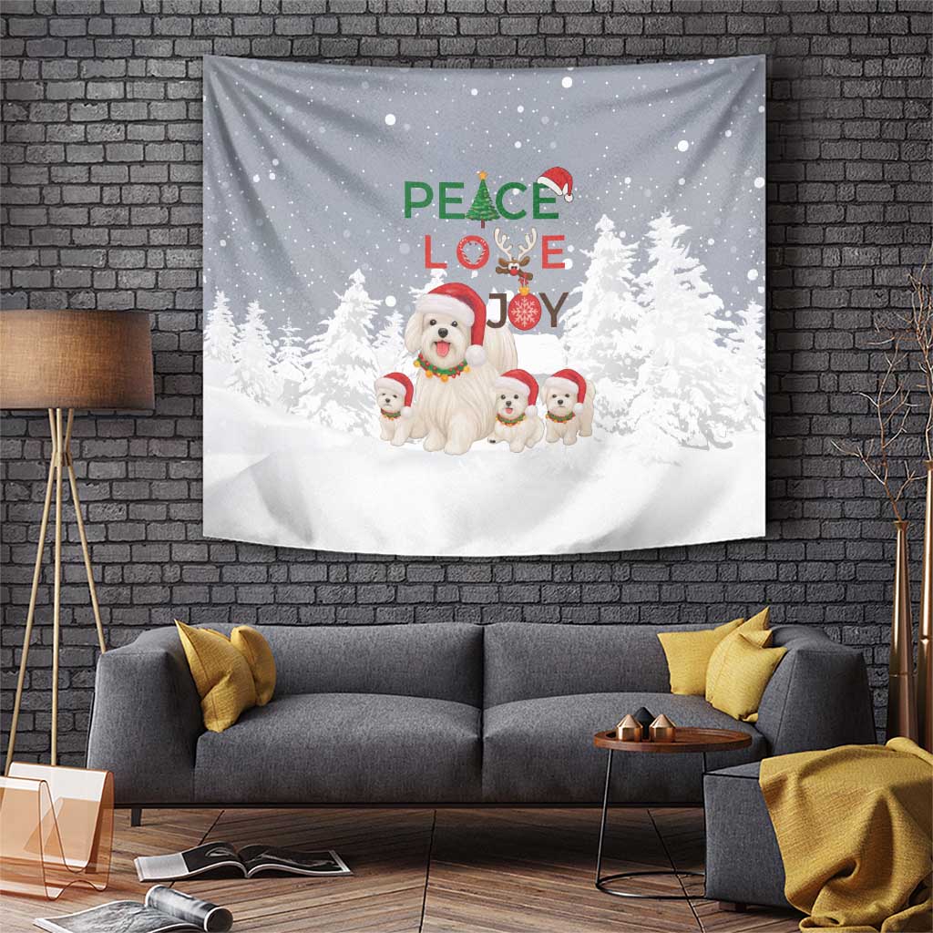 Maltese Peace Love Joy Christmas Tapestry Xmas Holiday Patterns - Wonder Print Shop