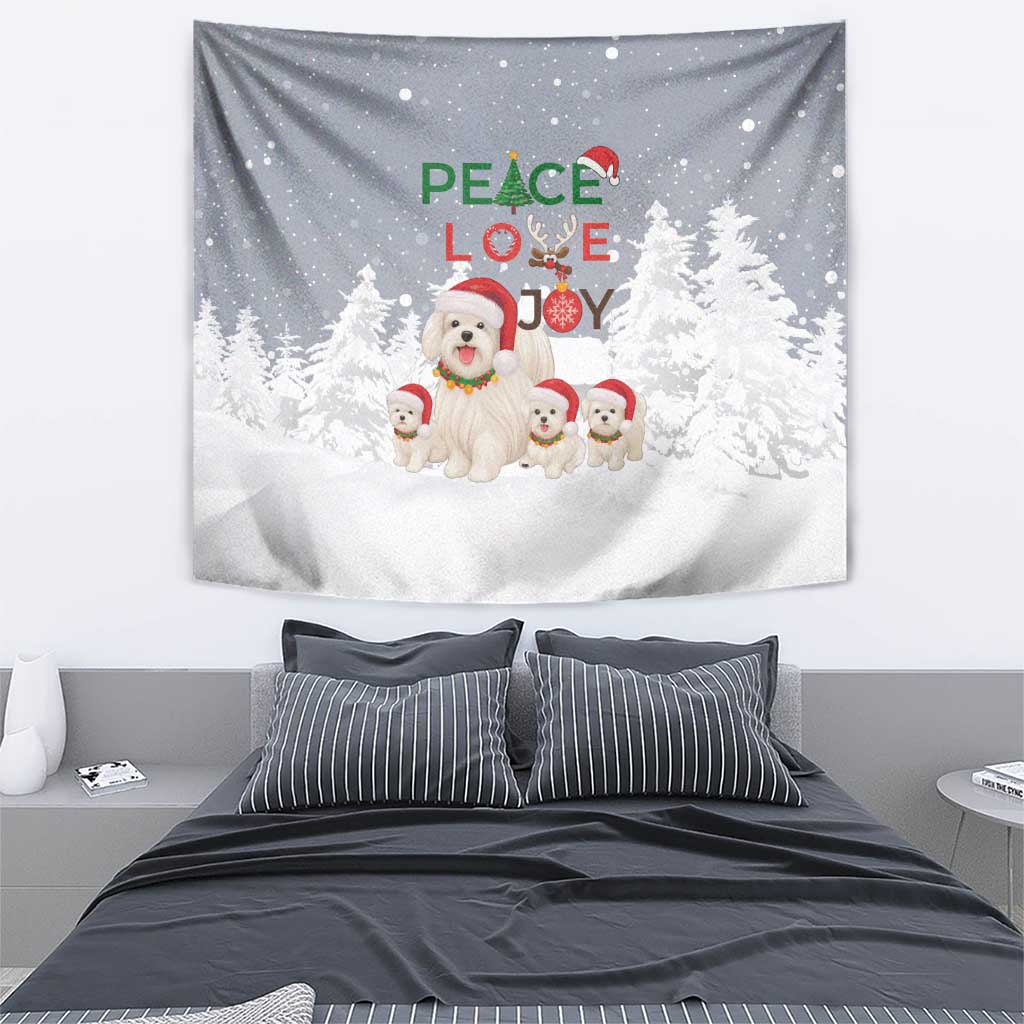 Maltese Peace Love Joy Christmas Tapestry Xmas Holiday Patterns - Wonder Print Shop