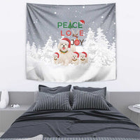 Maltese Peace Love Joy Christmas Tapestry Xmas Holiday Patterns - Wonder Print Shop