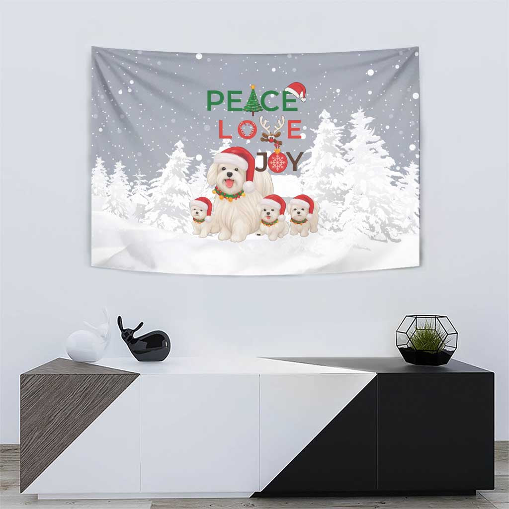 Maltese Peace Love Joy Christmas Tapestry Xmas Holiday Patterns - Wonder Print Shop