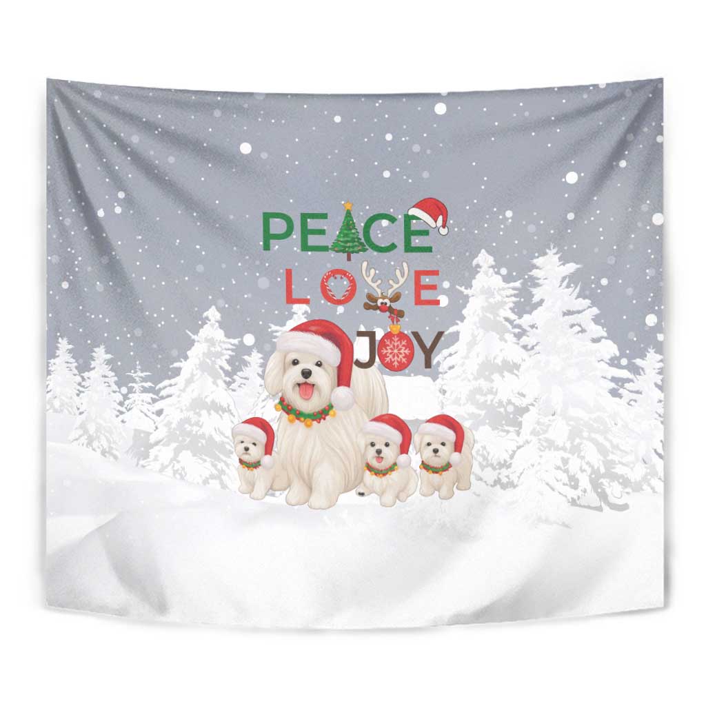 Maltese Peace Love Joy Christmas Tapestry Xmas Holiday Patterns - Wonder Print Shop