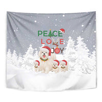Maltese Peace Love Joy Christmas Tapestry Xmas Holiday Patterns - Wonder Print Shop