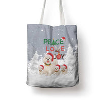Maltese Peace Love Joy Christmas Tote Bag Xmas Holiday Patterns - Wonder Print Shop