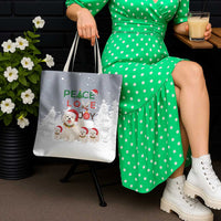 Maltese Peace Love Joy Christmas Tote Bag Xmas Holiday Patterns - Wonder Print Shop