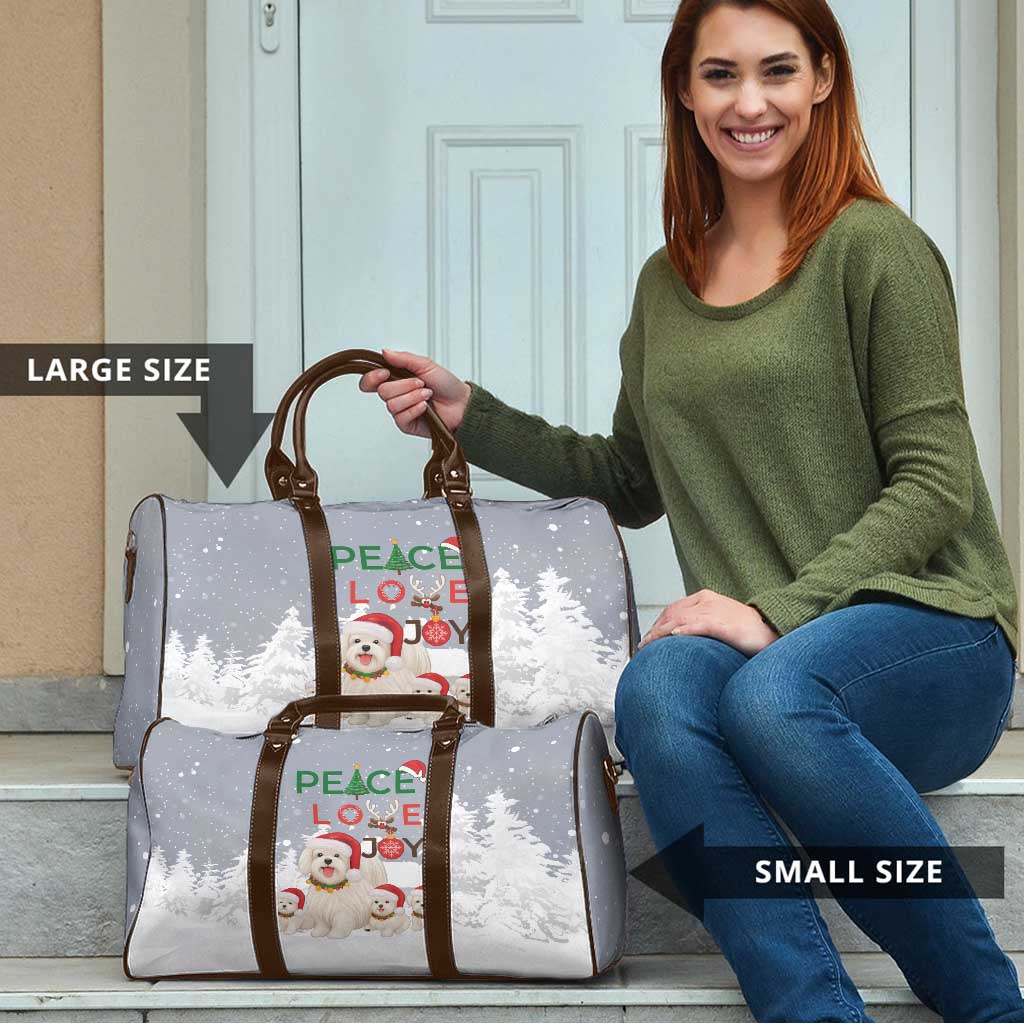 Maltese Peace Love Joy Christmas Travel Bag Xmas Holiday Patterns - Wonder Print Shop