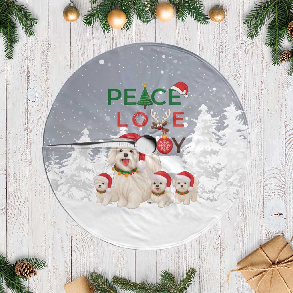 Maltese Peace Love Joy Christmas Tree Skirt Xmas Holiday Patterns - Wonder Print Shop