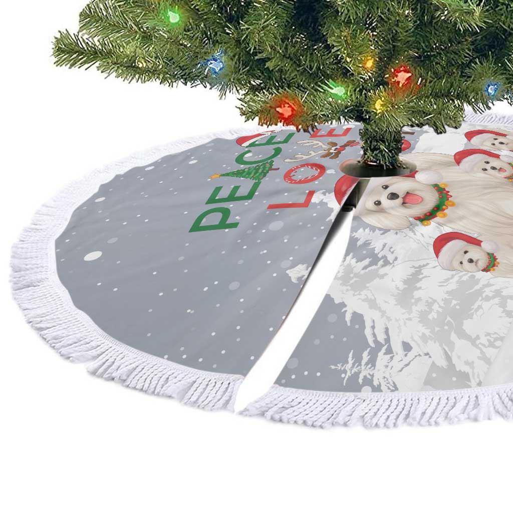 Maltese Peace Love Joy Christmas Tree Skirt Xmas Holiday Patterns - Wonder Print Shop