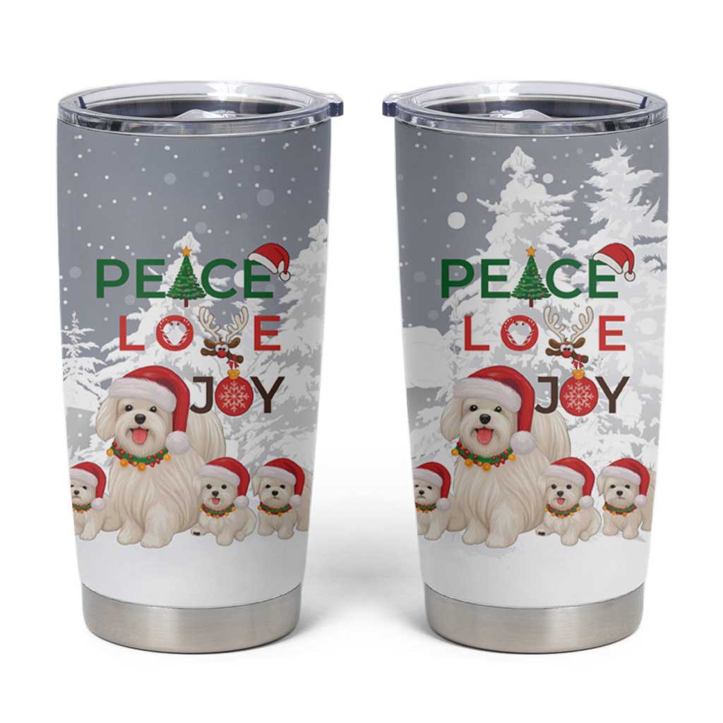 Maltese Peace Love Joy Christmas Tumbler Cup Xmas Holiday Patterns - Wonder Print Shop