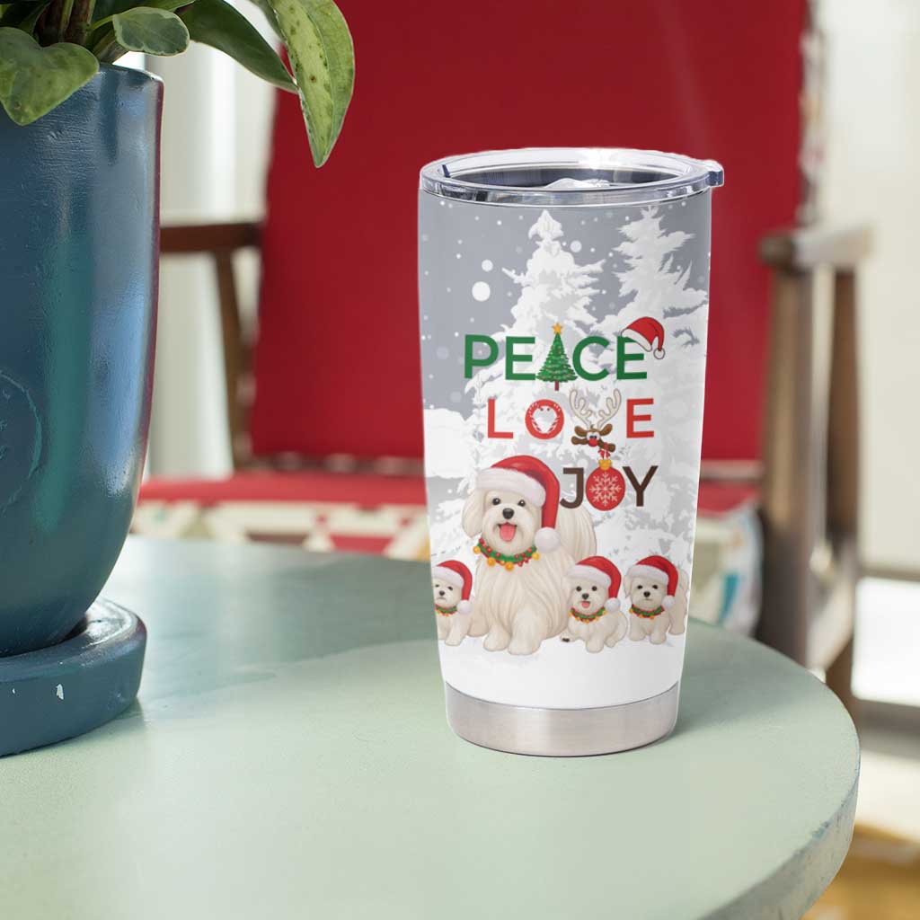 Maltese Peace Love Joy Christmas Tumbler Cup Xmas Holiday Patterns - Wonder Print Shop