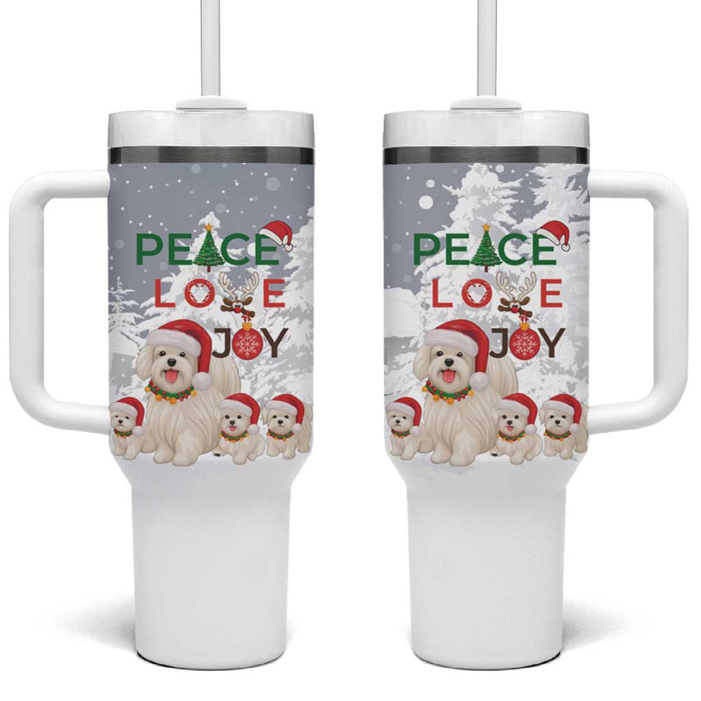 Maltese Peace Love Joy Christmas Tumbler With Handle Xmas Holiday Patterns - Wonder Print Shop