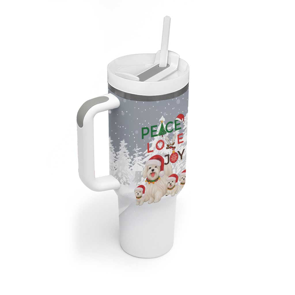 Maltese Peace Love Joy Christmas Tumbler With Handle Xmas Holiday Patterns - Wonder Print Shop