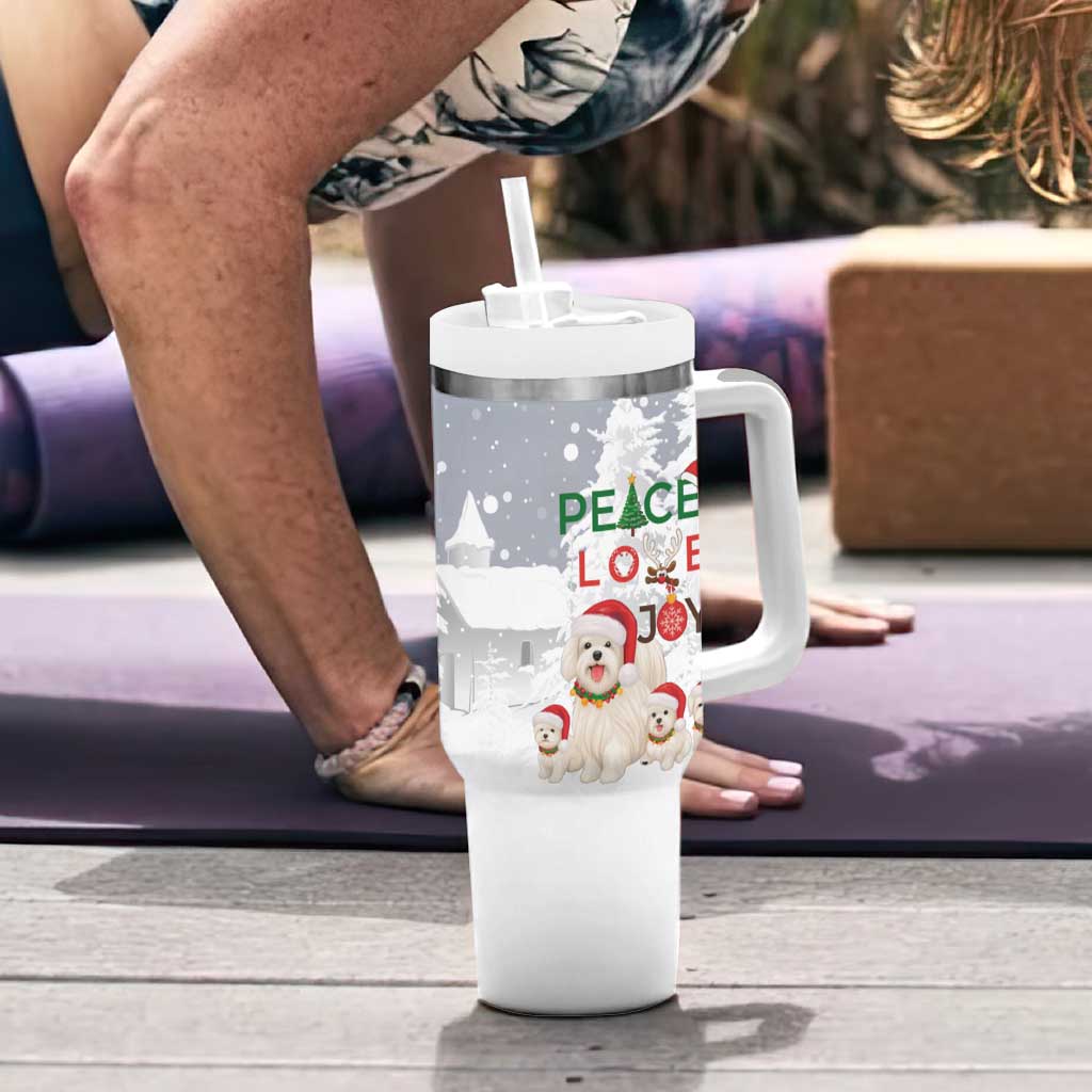 Maltese Peace Love Joy Christmas Tumbler With Handle Xmas Holiday Patterns - Wonder Print Shop