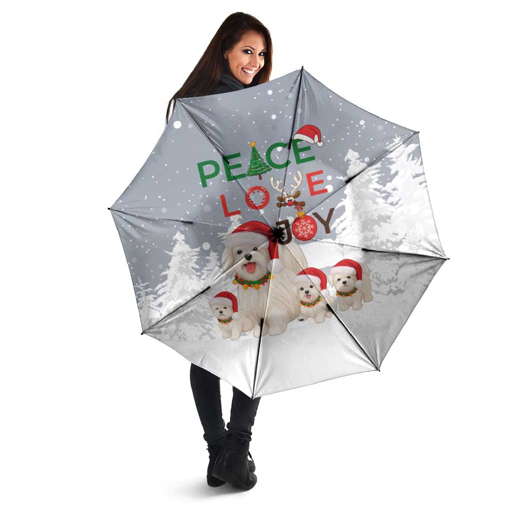 Maltese Peace Love Joy Christmas Umbrella Xmas Holiday Patterns - Wonder Print Shop