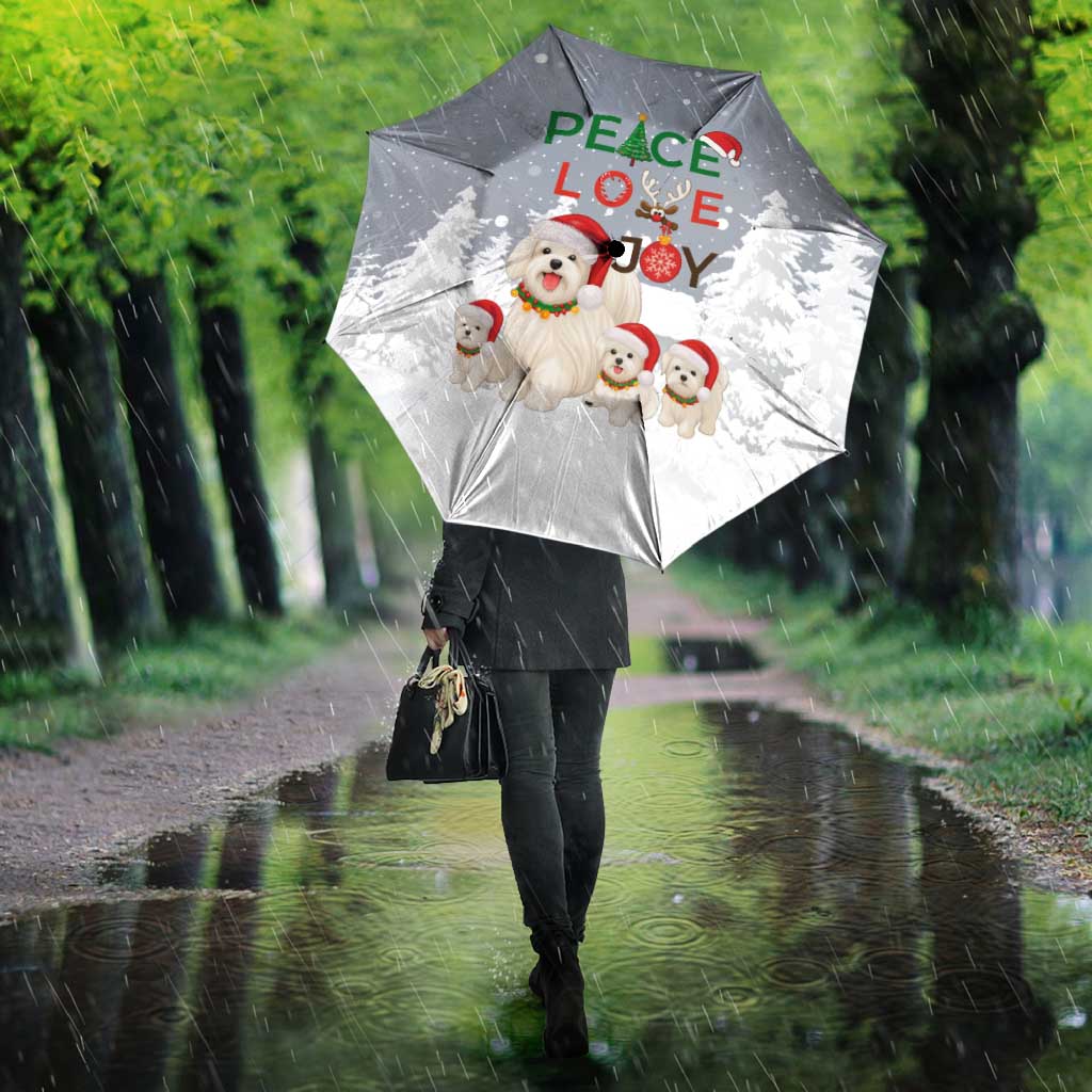 Maltese Peace Love Joy Christmas Umbrella Xmas Holiday Patterns - Wonder Print Shop