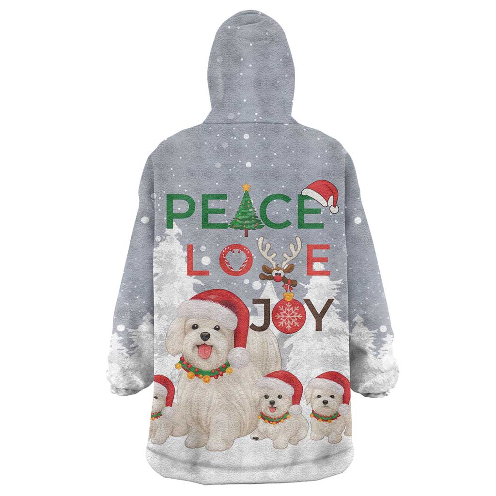 Maltese Peace Love Joy Christmas Wearable Blanket Hoodie Xmas Holiday Patterns - Wonder Print Shop