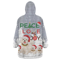Maltese Peace Love Joy Christmas Wearable Blanket Hoodie Xmas Holiday Patterns - Wonder Print Shop
