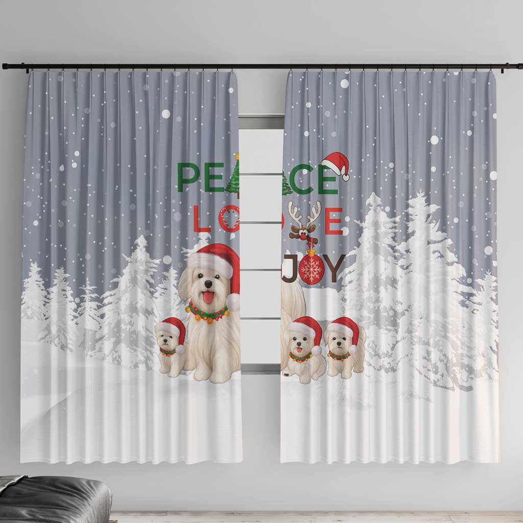 Maltese Peace Love Joy Christmas Window Curtain Xmas Holiday Patterns - Wonder Print Shop