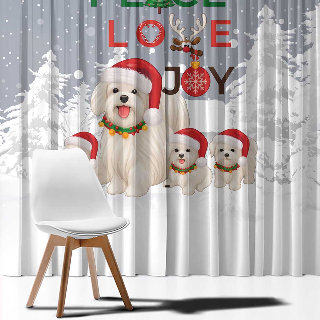 Maltese Peace Love Joy Christmas Window Curtain Xmas Holiday Patterns - Wonder Print Shop