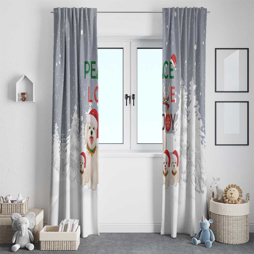 Maltese Peace Love Joy Christmas Window Curtain Xmas Holiday Patterns - Wonder Print Shop