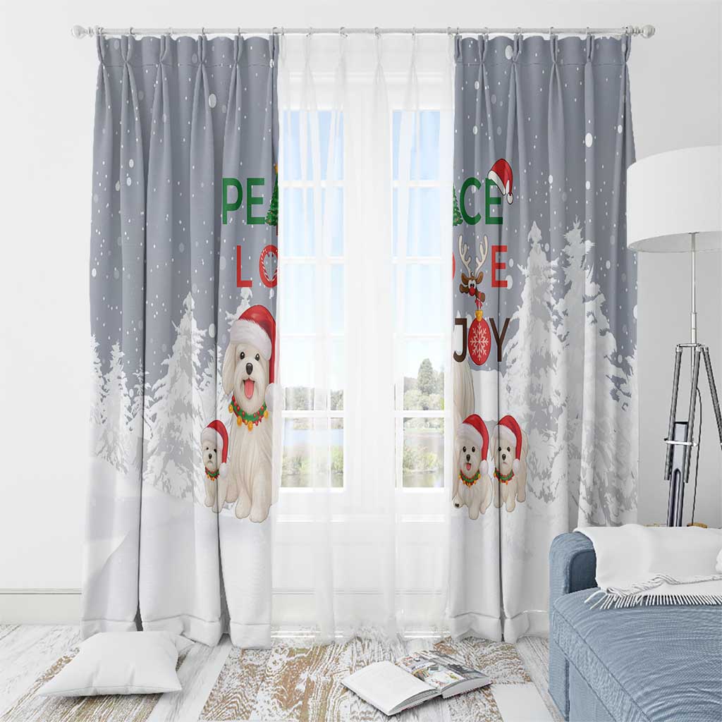 Maltese Peace Love Joy Christmas Window Curtain Xmas Holiday Patterns - Wonder Print Shop