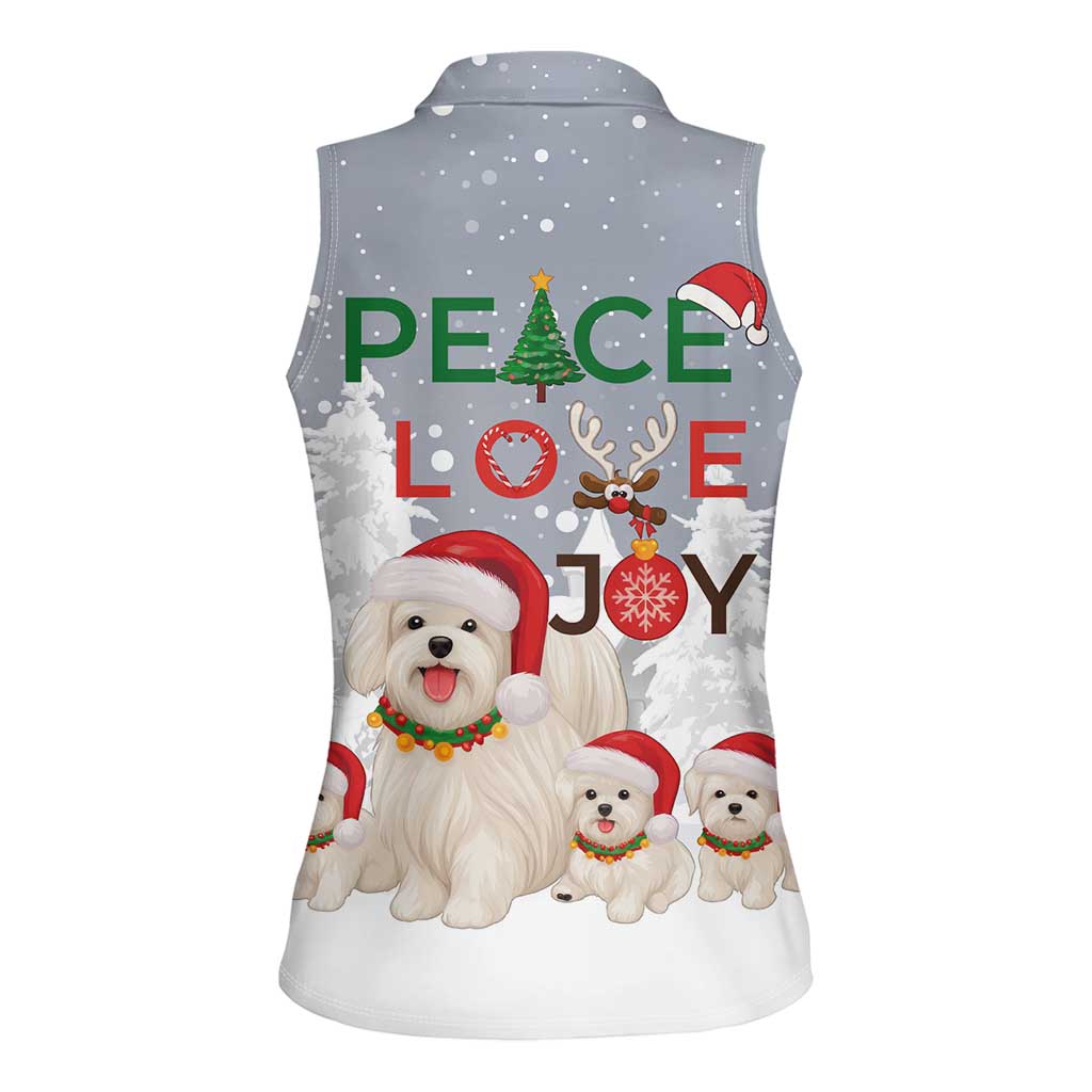 Maltese Peace Love Joy Christmas Women Sleeveless Polo Shirt Xmas Holiday Patterns - Wonder Print Shop