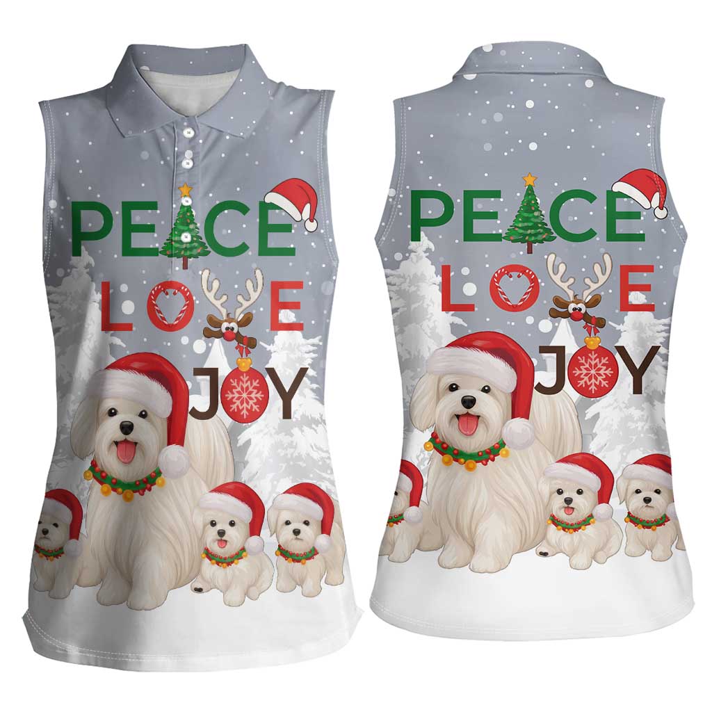 Maltese Peace Love Joy Christmas Women Sleeveless Polo Shirt Xmas Holiday Patterns - Wonder Print Shop