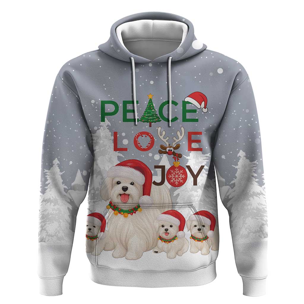 Maltese Peace Love Joy Christmas Zip Hoodie Xmas Holiday Patterns - Wonder Print Shop