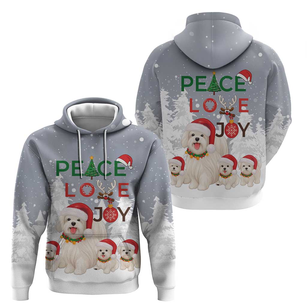 Maltese Peace Love Joy Christmas Zip Hoodie Xmas Holiday Patterns - Wonder Print Shop