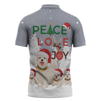 Maltese Peace Love Joy Christmas Zipper Polo Shirt Xmas Holiday Patterns - Wonder Print Shop