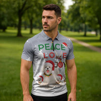 Maltese Peace Love Joy Christmas Zipper Polo Shirt Xmas Holiday Patterns - Wonder Print Shop